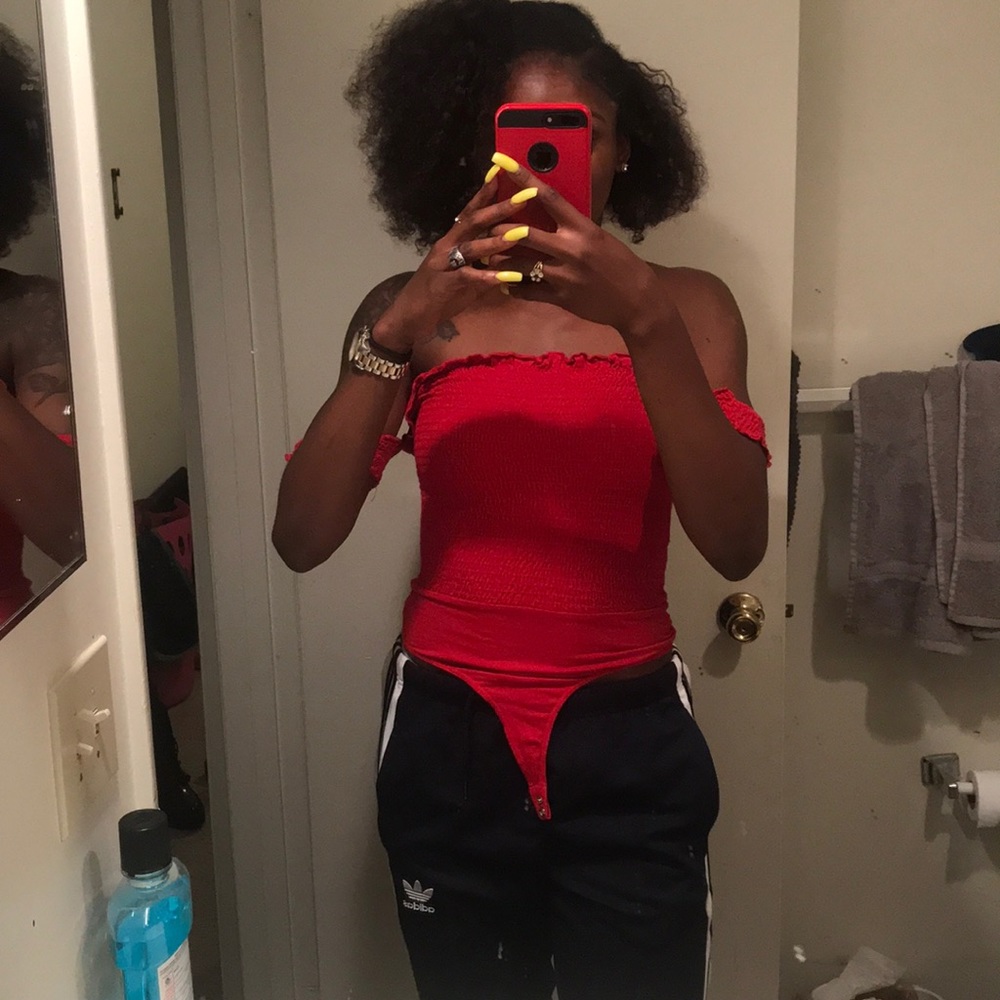 Red body suit
